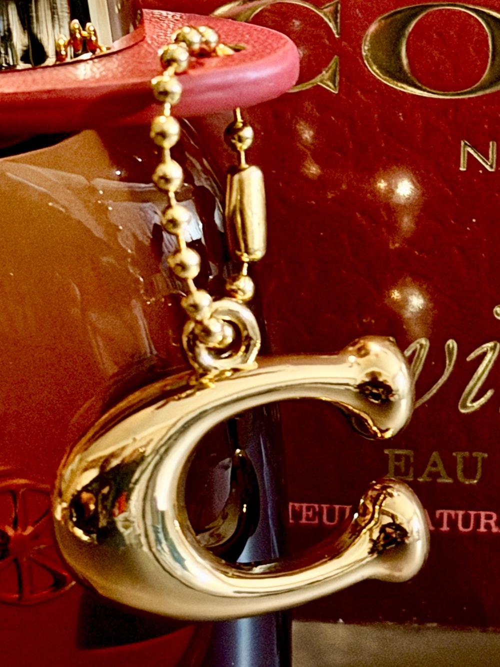Coach Gold "C" Charm & Chain	 NWOTs